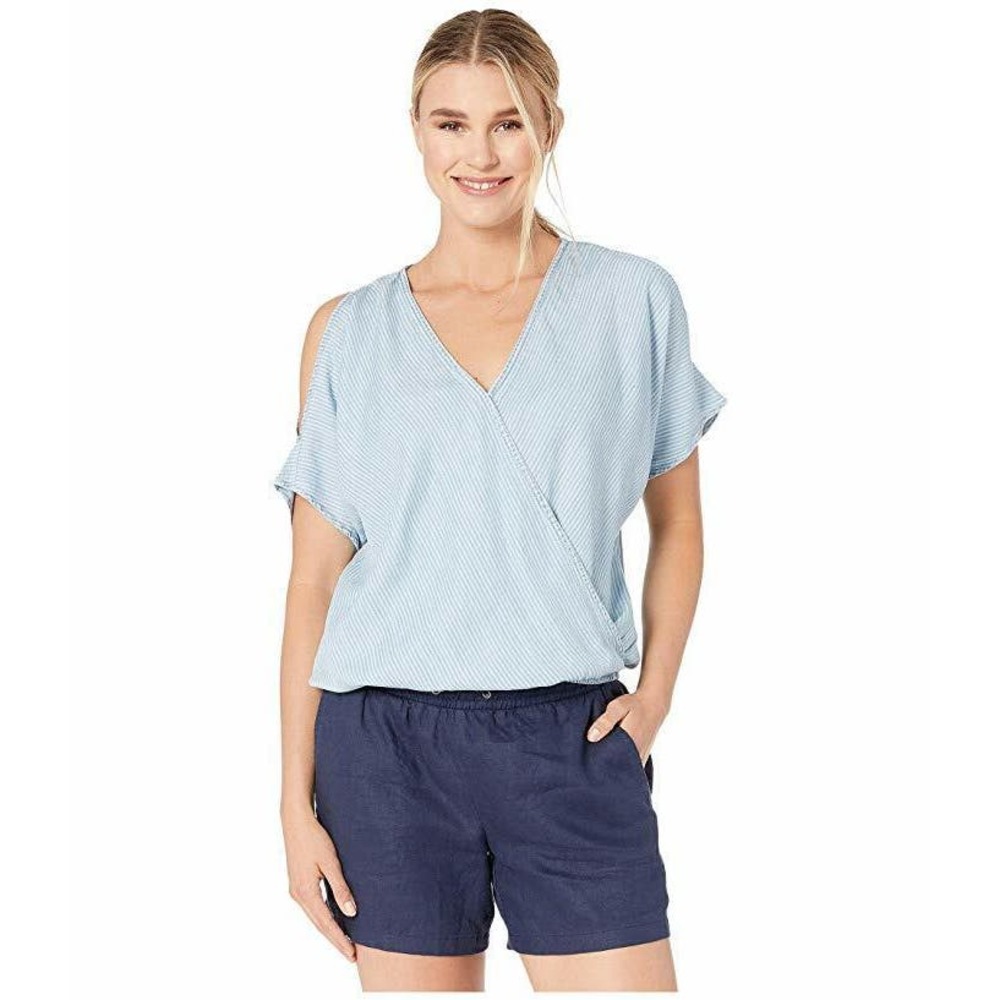 NWOT! American Rose Blue Striped Elana Cold Shoulder Wrap Top Size Small